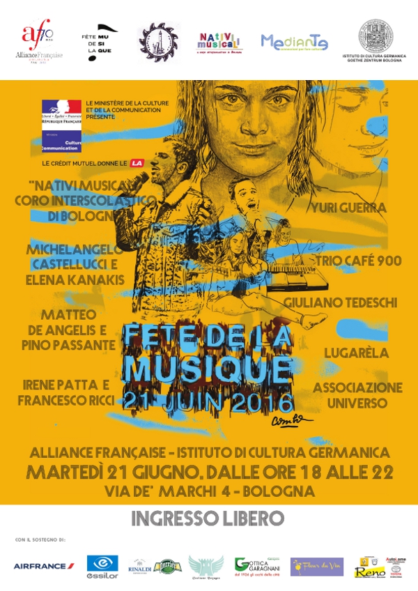 L'Alliance Française e l'Istituto di Cultura Germanica di Bologna da dieci anni condividono la stessa sede e organizzano insieme per il 21 giugno la Festa della Musica invitando ognuno musicisti, professionisti e no, a partecipare a questo evento.